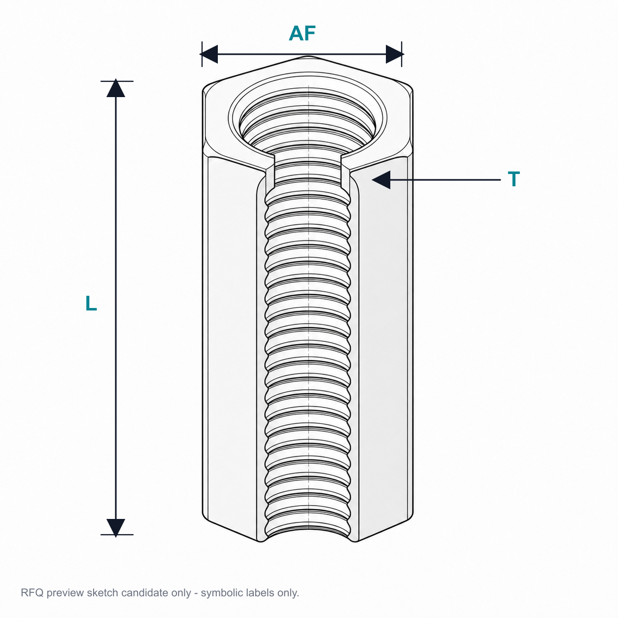 Hex Straight engineering sketch